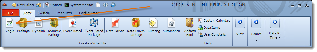 Crystal Reports: CRD Home Menu.