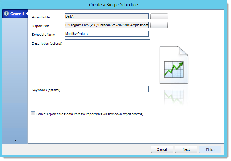Crystal Reports: General Wizard in Single Report Schedule in CRD.