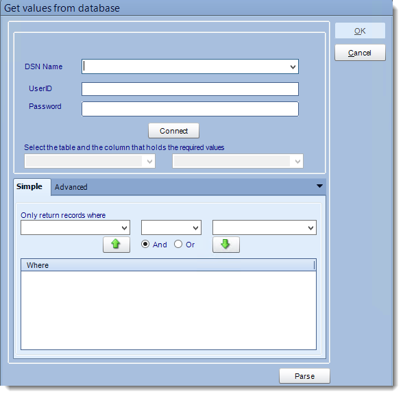 Crystal Reports: Get values from database interface.