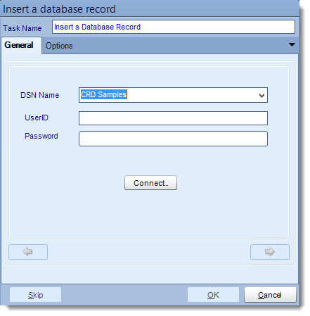 Crystal Reports: Insert a record tasks in CRD.