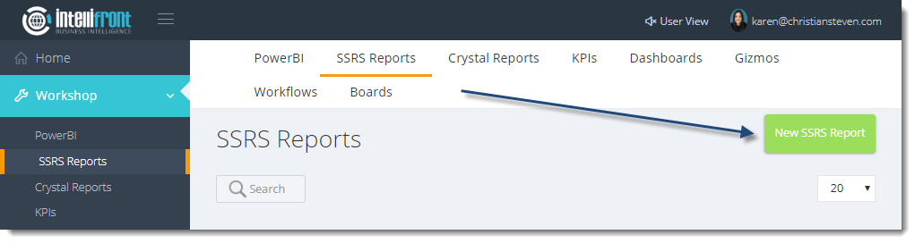 KPI's and Dashboards: SSRS Reports in IntelliFront BI.