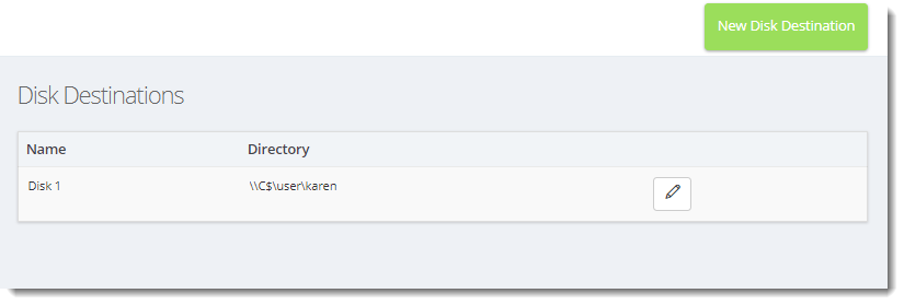 KPI's and Dashboards: Disk Destination in IntelliFront BI.