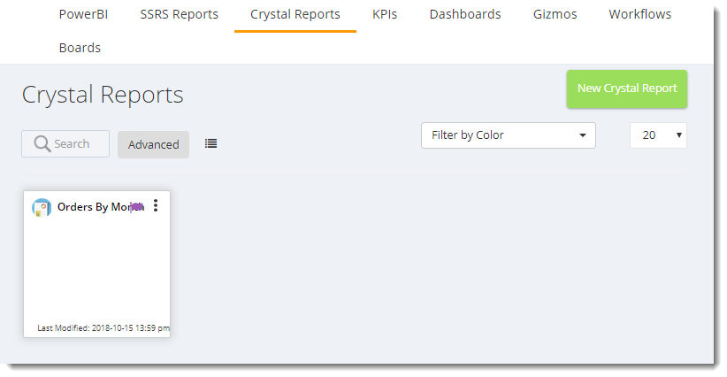 KPI's and Dashboards: Crystal Reports in IntelliFront BI.