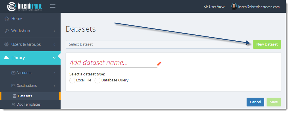 KPI's and Dashboards: Setting up Datasets in IntelliFront BI.