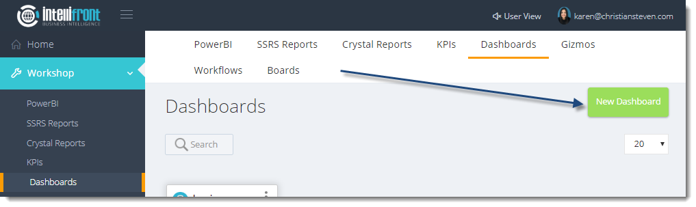 KPI's and Dashboards: Creating Dashboards in IntelliFront BI.