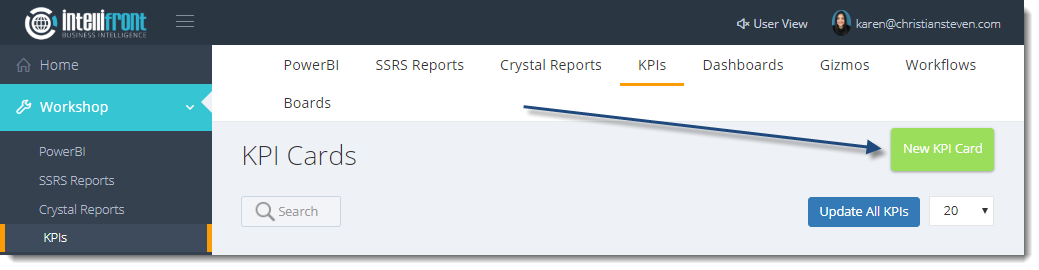 KPI's and Dashboards: Using KPI's in IntelliFront BI.