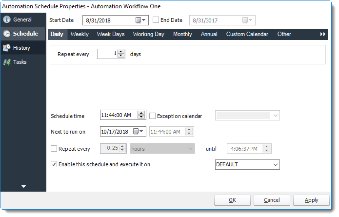 Power BI and SSRS. Schedule Wizard in Automation Schedule Properties in PBRS.