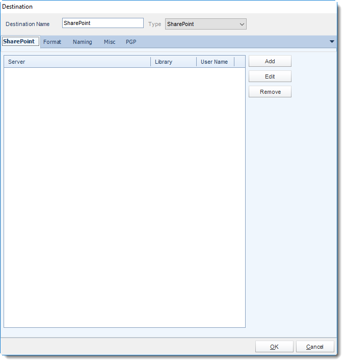 MS Access. SharePoint Destination in MARS.