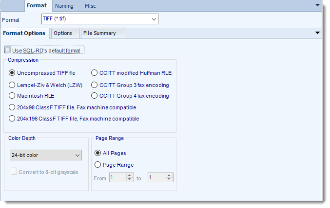 Exporting SSRS to TIFF format using SQL-RD.