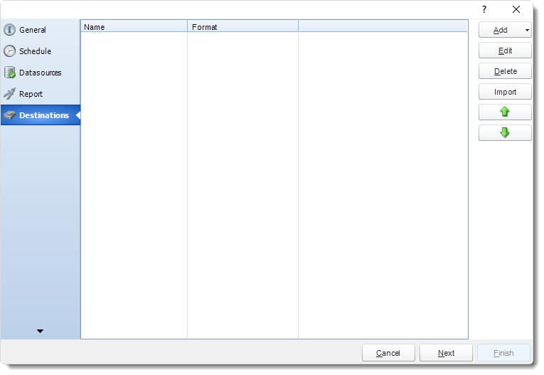 SSRS. Destination Wizard in any report schedule in SQL-RD