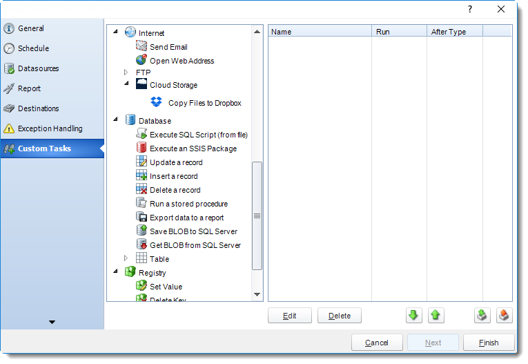 SSRS. Custom Task Wizard in any report schedule in SQL-RD.