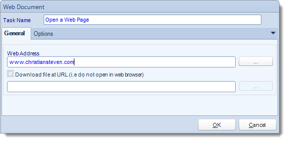 MS Access. Custom Tasks: Open Web Address in MARS.
