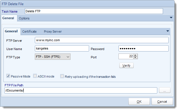MS Access. Custom Tasks: Delete FTP File in MARS.