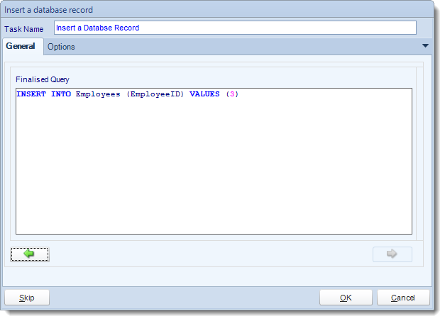 MS Access. Custom Tasks: Insert a record in MARS.