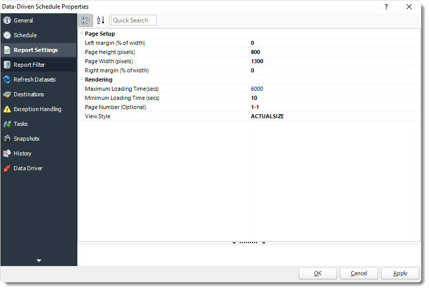 Power BI and SSRS. Report Settings Wizard in Data Driven Schedule Properties in PBRS