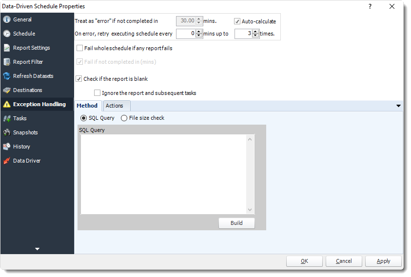 Power BI and SSRS. Exception Handling in Data Driven Schedule Properties in PBRS