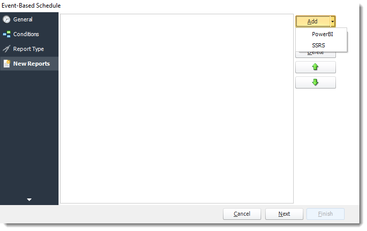 Power BI and SSRS. Adding a new report for Event Based Schedule in PBRS.