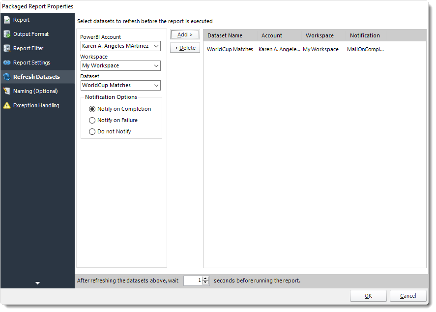 Power BI and SSRS. Package Report Properties of Package Schedule Report for Power BI in PBRS.