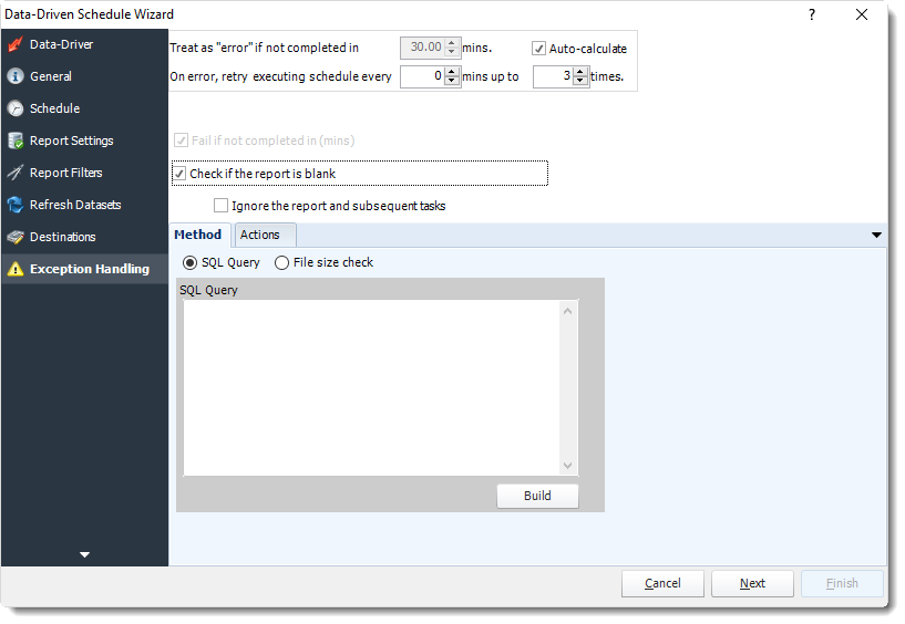 Power BI and SSRS. Exception Handling Wizard in Data Driven Schedule in PBRS