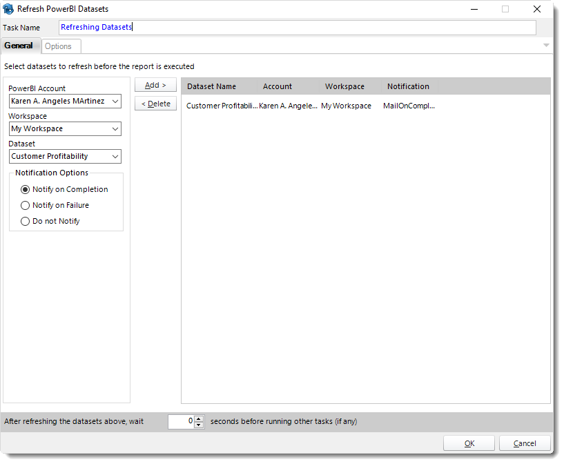 Power BI and SSRS. Refresh Power BI Datasets Custom Task Wizard in PBRS