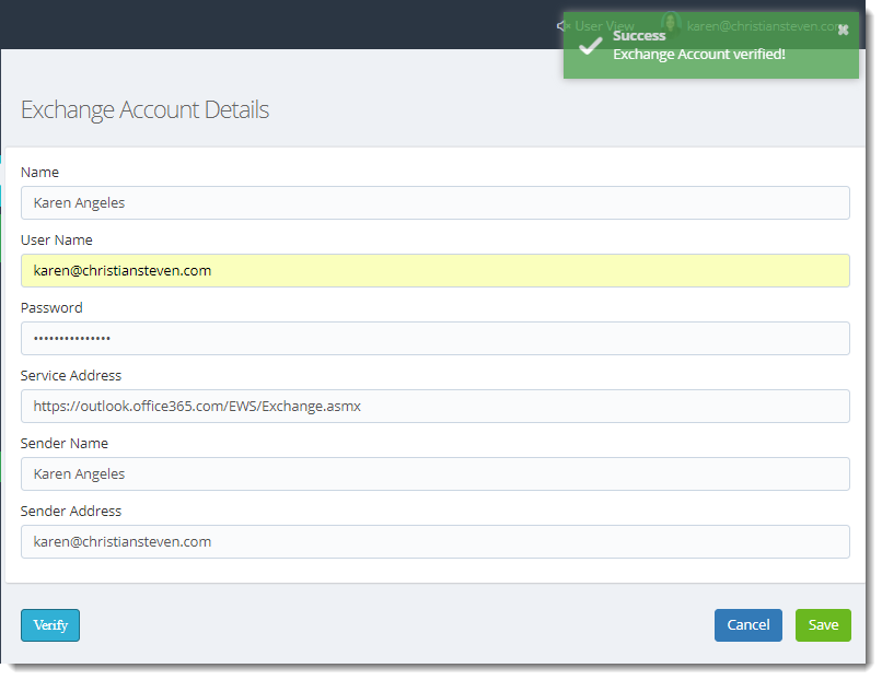 KPI's and Dashboards: Exchange Accounts in IntelliFront BI.