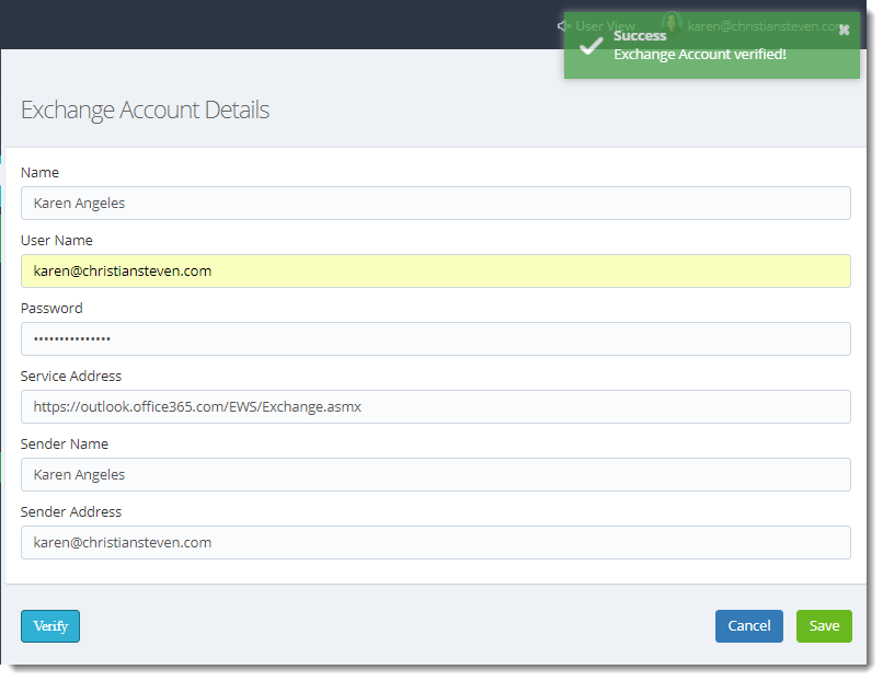 KPI's and Dashboards: Exchange Accounts in IntelliFront BI.