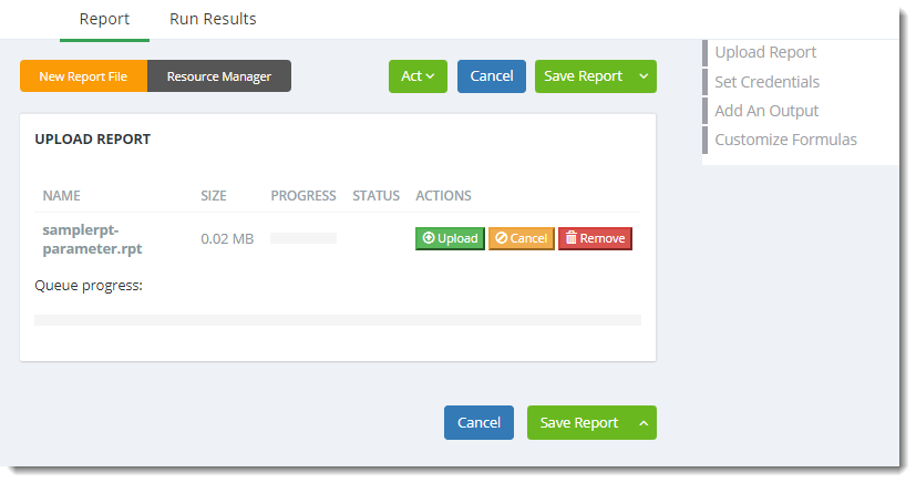 KPI's and Dashboards: Adding Crystal Reports in a Gizmos in IntelliFront BI.