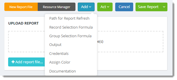 KPI's and Dashboards: Adding Crystal Reports in a Gizmos in IntelliFront BI.