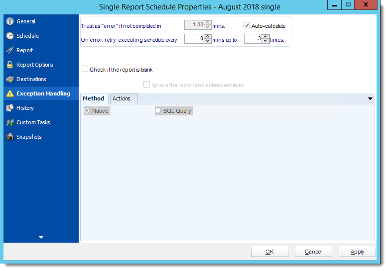 Crystal Reports: Single Report Schedule Properties in CRD.