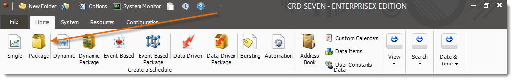 Crystal Reports: CRD Home Menu.