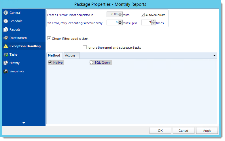 Crystal Reports: Package Report Schedule Properties in CRD.
