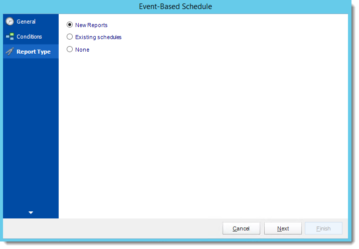 Crystal Reports: Report Type Wizard in Event Based Schedule in CRD.