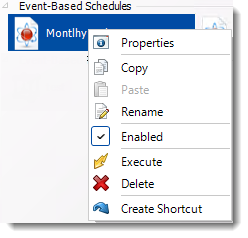 Crystal Reports: Event Based Schedule Context Menu in CRD.