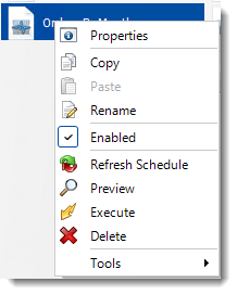 Crystal Reports: Dynamic Schedule Report Context Menu in CRD.