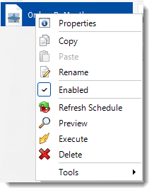 Crystal Reports: Dynamic Schedule Report Context Menu in CRD.