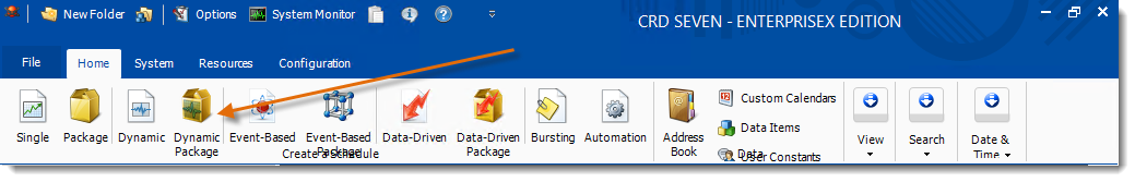 Crystal Reports: CRD Home Menu.