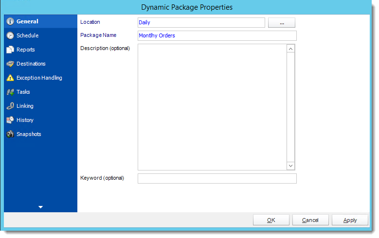 Crystal Reports: Dynamic Package Schedule Reports Properties in CRD.