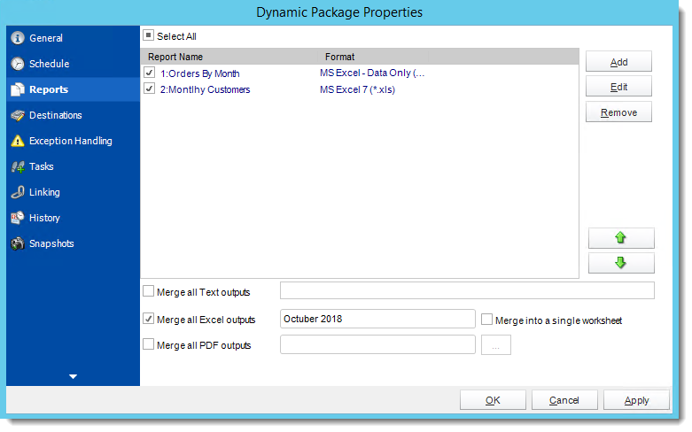 Crystal Reports: Dynamic Package Schedule Reports Properties in CRD.