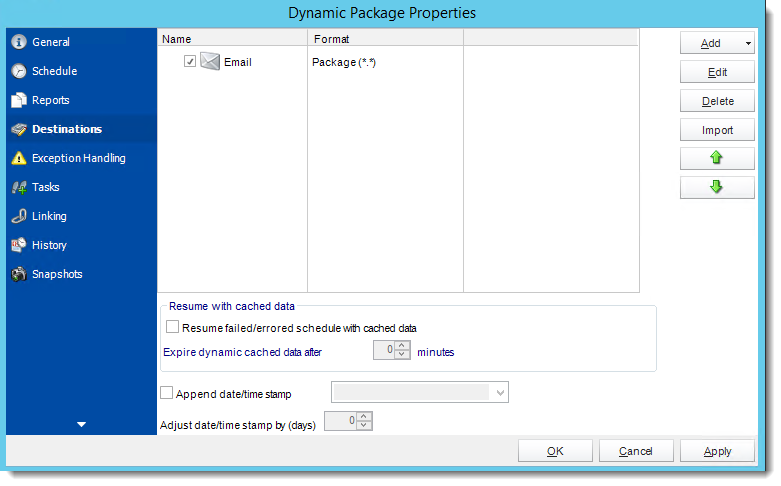 Crystal Reports: Dynamic Package Schedule Reports Properties in CRD.