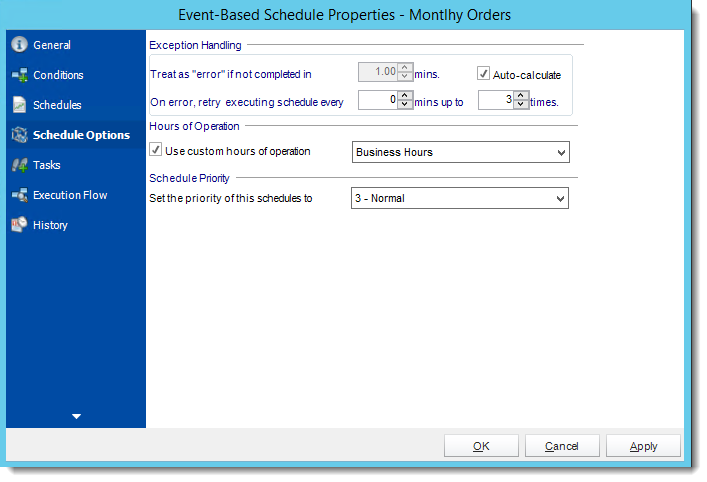 Crystal Reports: Event Based Schedule Properties Wizard in CRD.