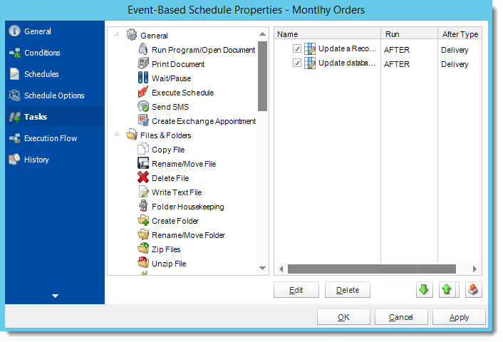 Crystal Reports: Event Based Schedule Properties Wizard in CRD.
