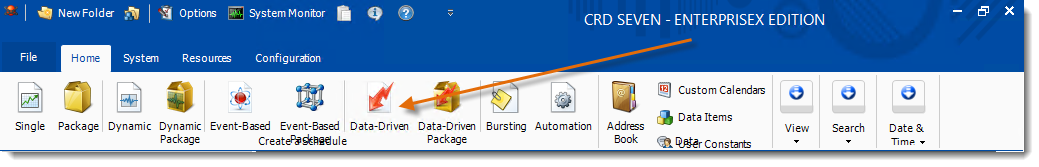 Crystal Reports: CRD Home Menu.