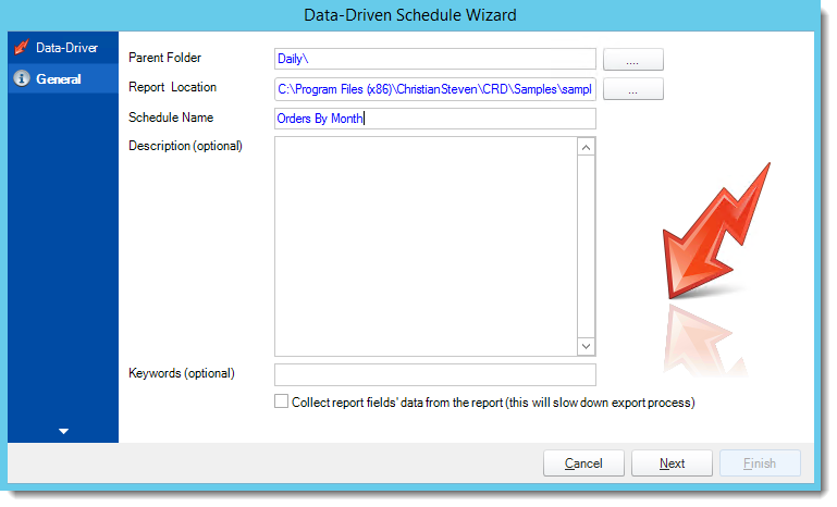 Crystal Reports: General Wizard in Data Driven Schedule in CRD.