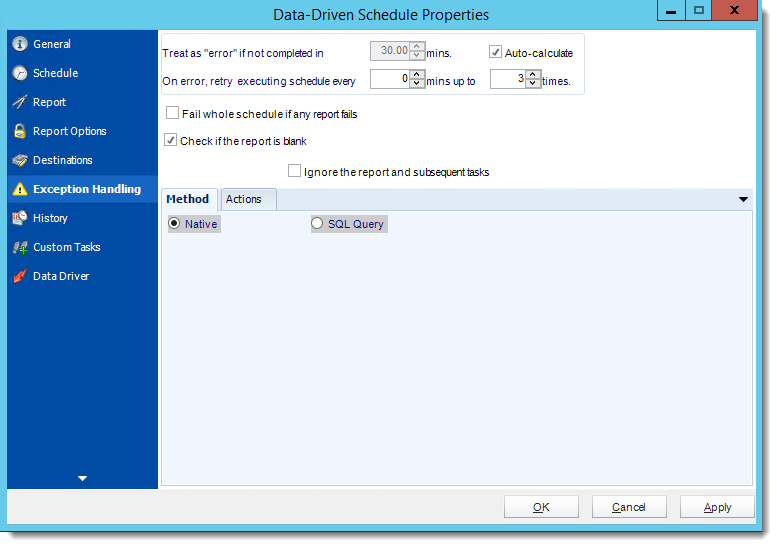 Crystal Reports: Data Driven Schedule Properties Wizards in CRD.