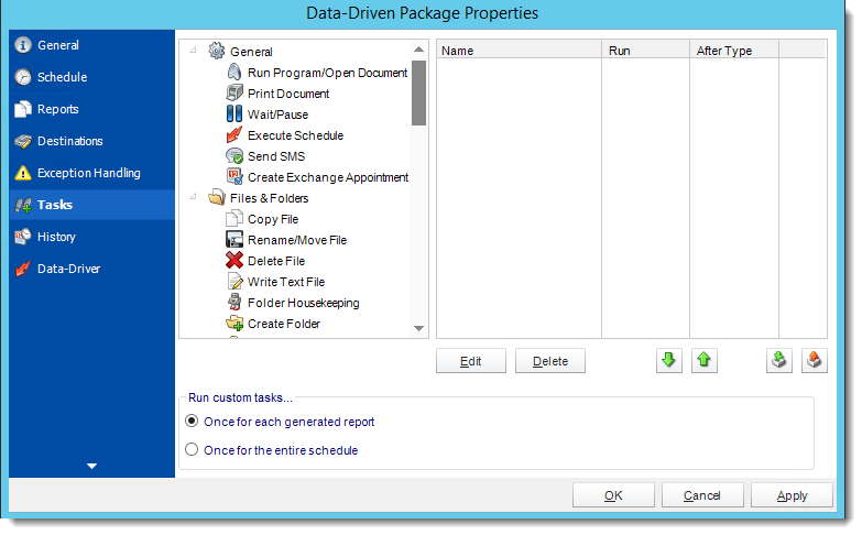 Crystal Reports: Data Driven Package Properties Wizard in CRD.