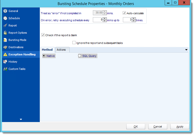 Crystal Reports: Bursting Schedule Properties Wizards in CRD.