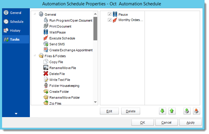 Crystal Reports: Automation Schedule Properties Wizard in CRD.