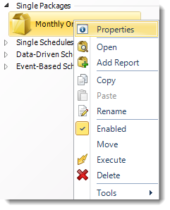 SSRS. Package Report Schedule Context Menu in SQL-RD