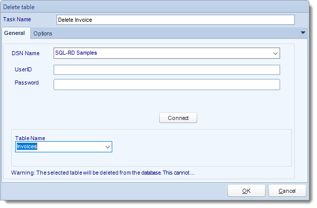 SSRS. Custom Tasks: Delete a table in SQL-RD