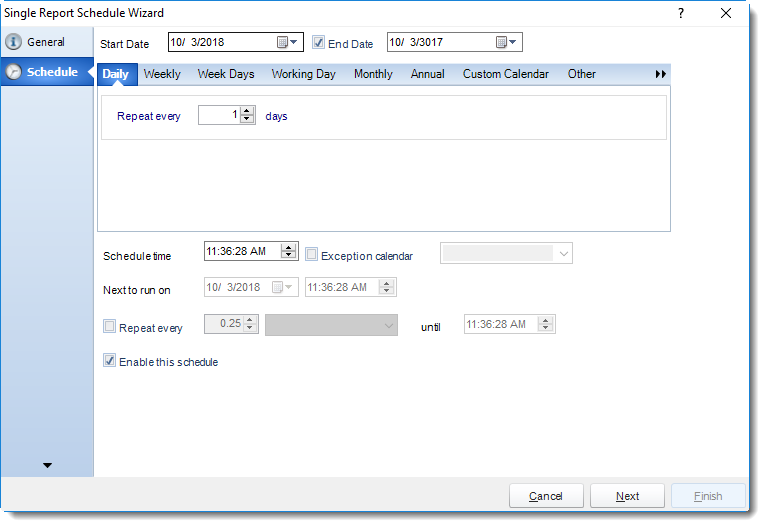 SSRS. Schedule Wizard in Single Report Schedule using SQL-RD.